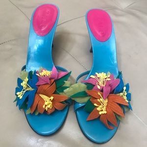 ZALO Heel Slide Sandals with Floral Display, 8.5B